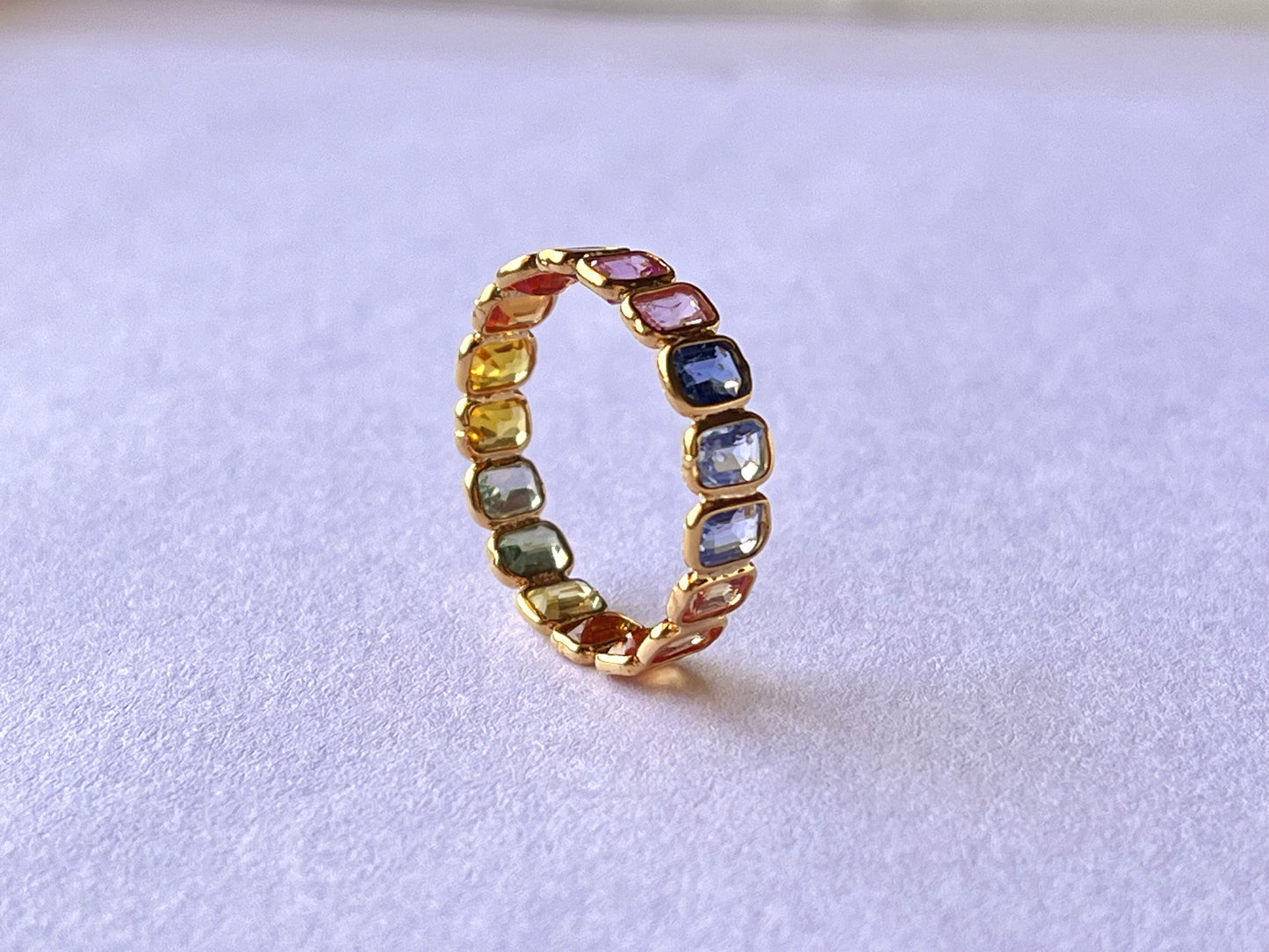 Rainbow Sapphire Octagon Ring