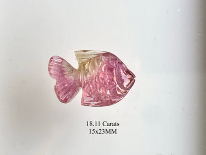 Rare! Natural Tourmaline Fish Carving loose