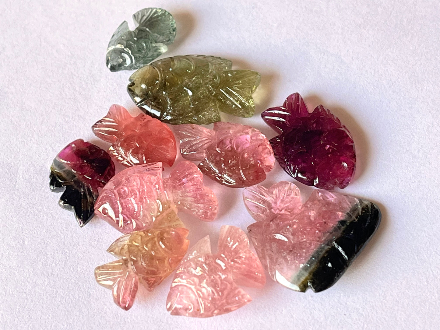 Rare! Natural Tourmaline Fish Carving loose