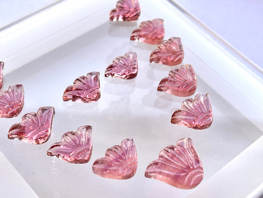 Natural Pink Tourmaline Carved Set of 13 Pieces Layout , Handcarved Tourmaline Carving for Jewelry Making