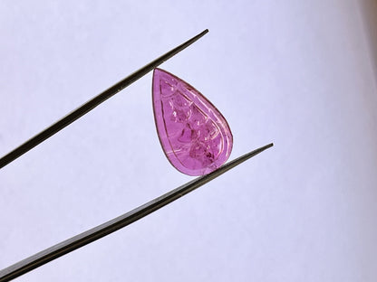 Natural Pink Tourmaline Carved Pair, Handcarved Tourmaline Carving for Jewelry Making
