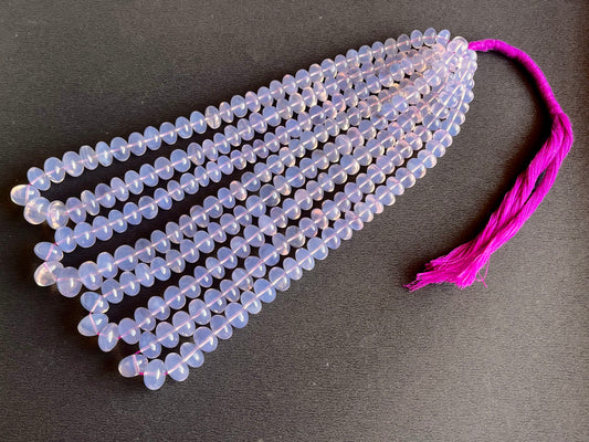 Natural Lavender Quartz smooth rondelle beads