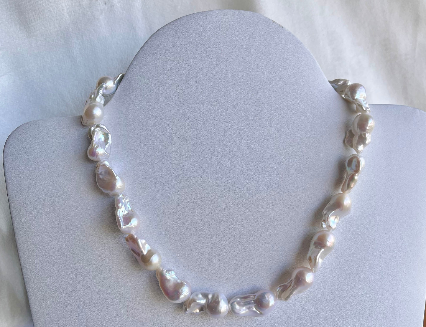 16 Inch Natural Cultured Freshwater Lustrous White Baroque Pearls