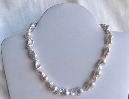 16 Inch Natural Cultured Freshwater Lustrous White Baroque Pearls