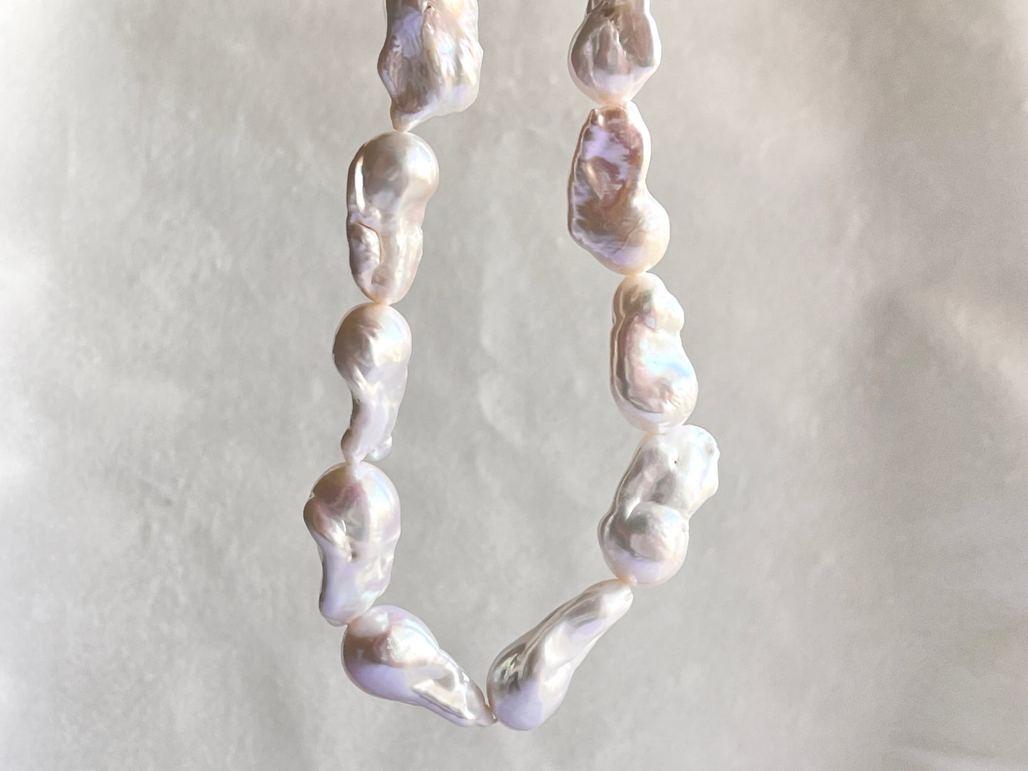 16 Inch Natural Cultured Freshwater Lustrous White Baroque Pearls