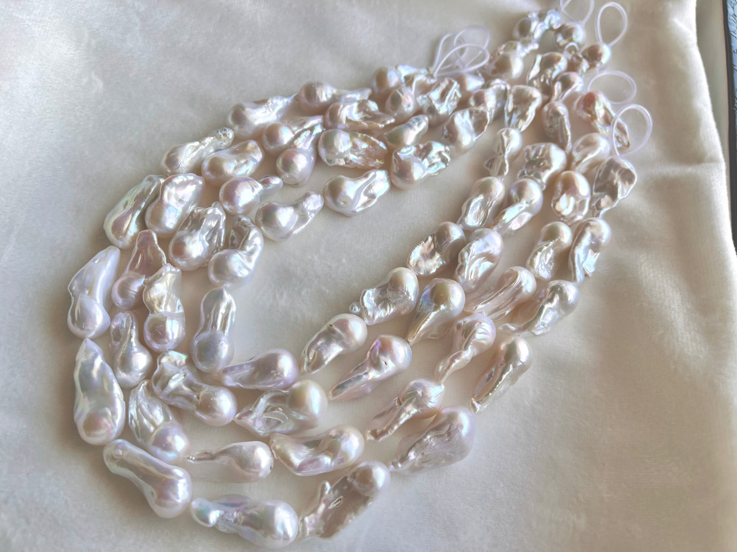 16 Inch Natural Cultured Freshwater Lustrous White Baroque Pearls