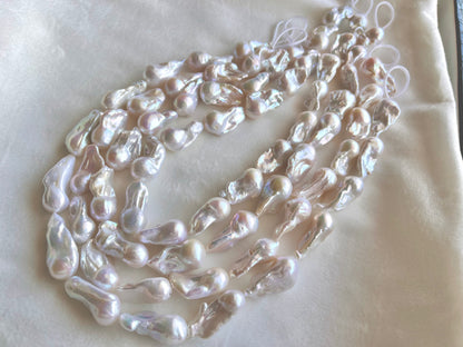 16 Inch Natural Cultured Freshwater Lustrous White Baroque Pearls