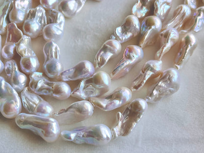16 Inch Natural Cultured Freshwater Lustrous White Baroque Pearls