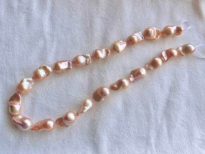 16 Inch Natural Cultured Freshwater Lustrous Pinkish Purple Baroque Pearls