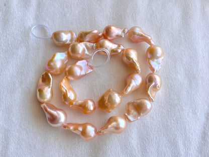 16 Inch Natural Cultured Freshwater Lustrous Pinkish Purple Baroque Pearls