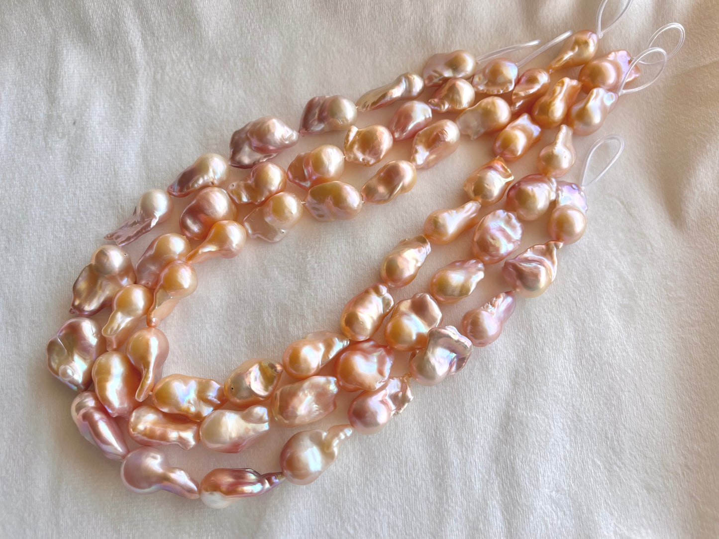 16 Inch Natural Cultured Freshwater Lustrous Pinkish Purple Baroque Pearls