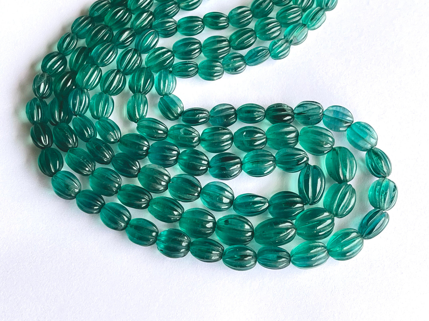 Natural Greenish Blue Fluorite Carved Beads