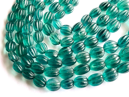 Natural Greenish Blue Fluorite Carved Beads