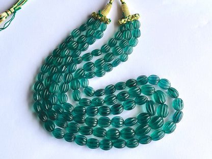 Natural Greenish Blue Fluorite Carved Beads