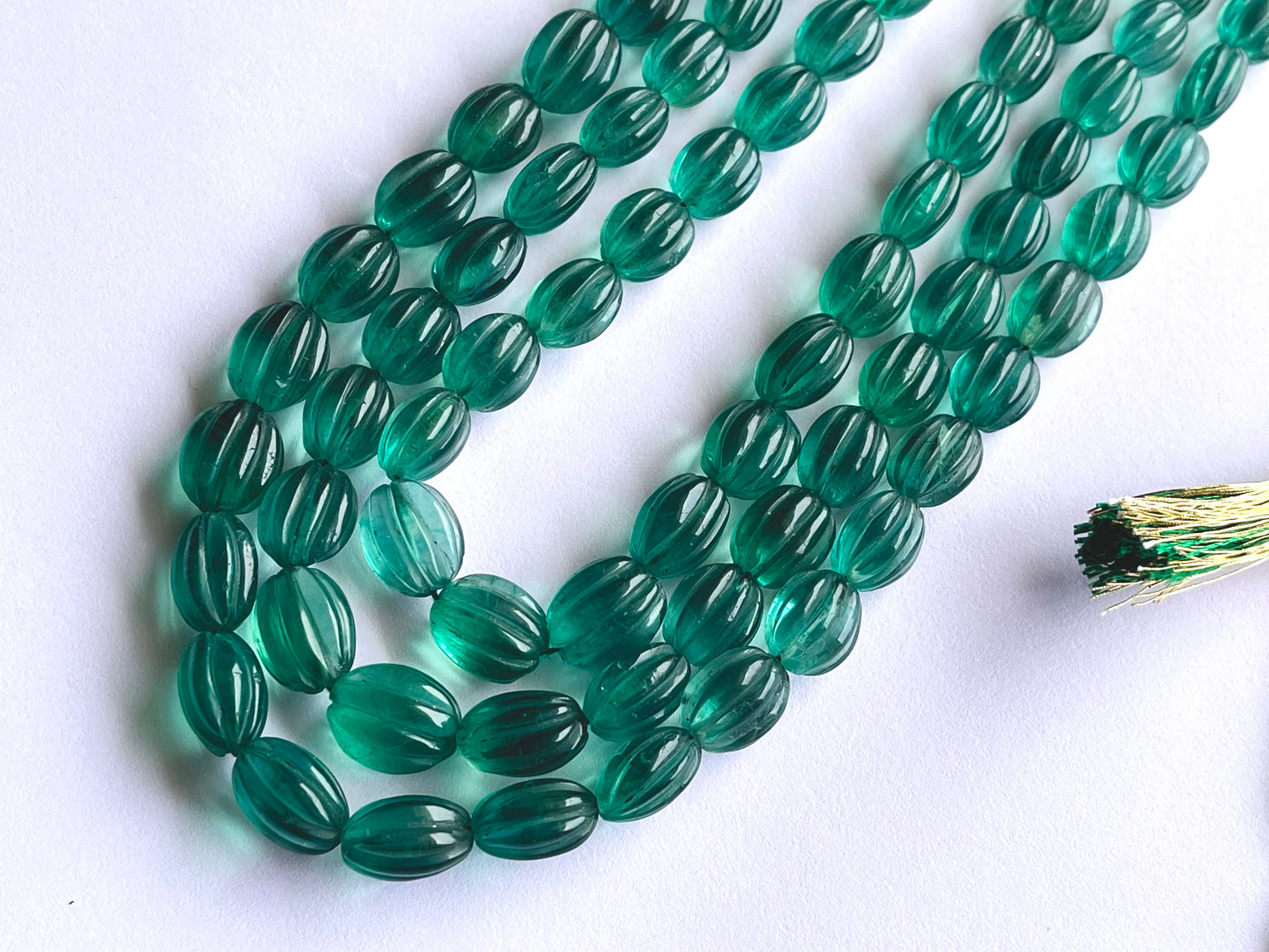 Natural Greenish Blue Fluorite Carved Beads