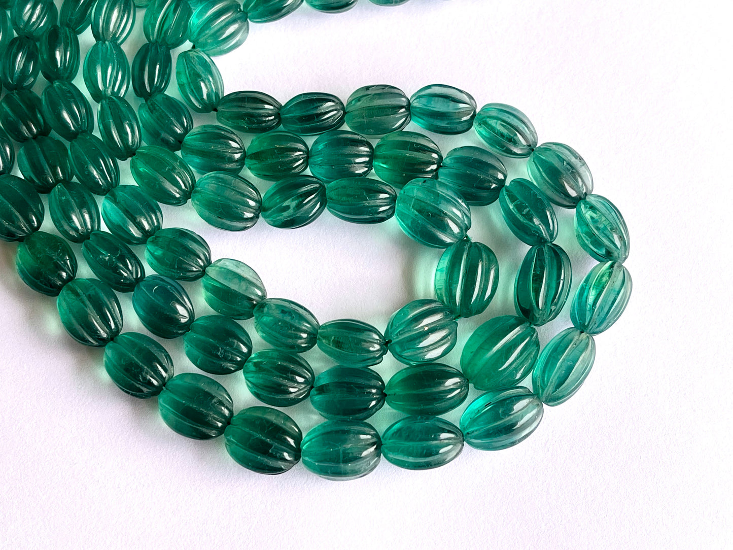 Natural Greenish Blue Fluorite Carved Beads