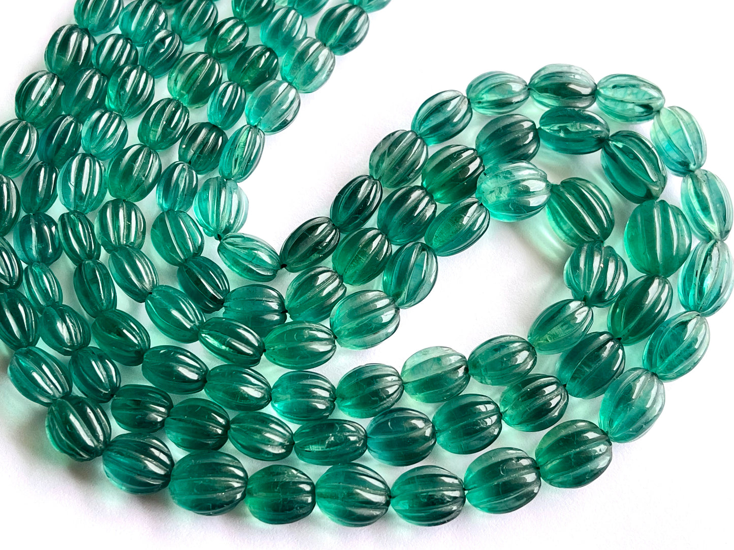 Natural Greenish Blue Fluorite Carved Beads