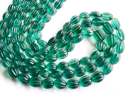 Natural Greenish Blue Fluorite Carved Beads