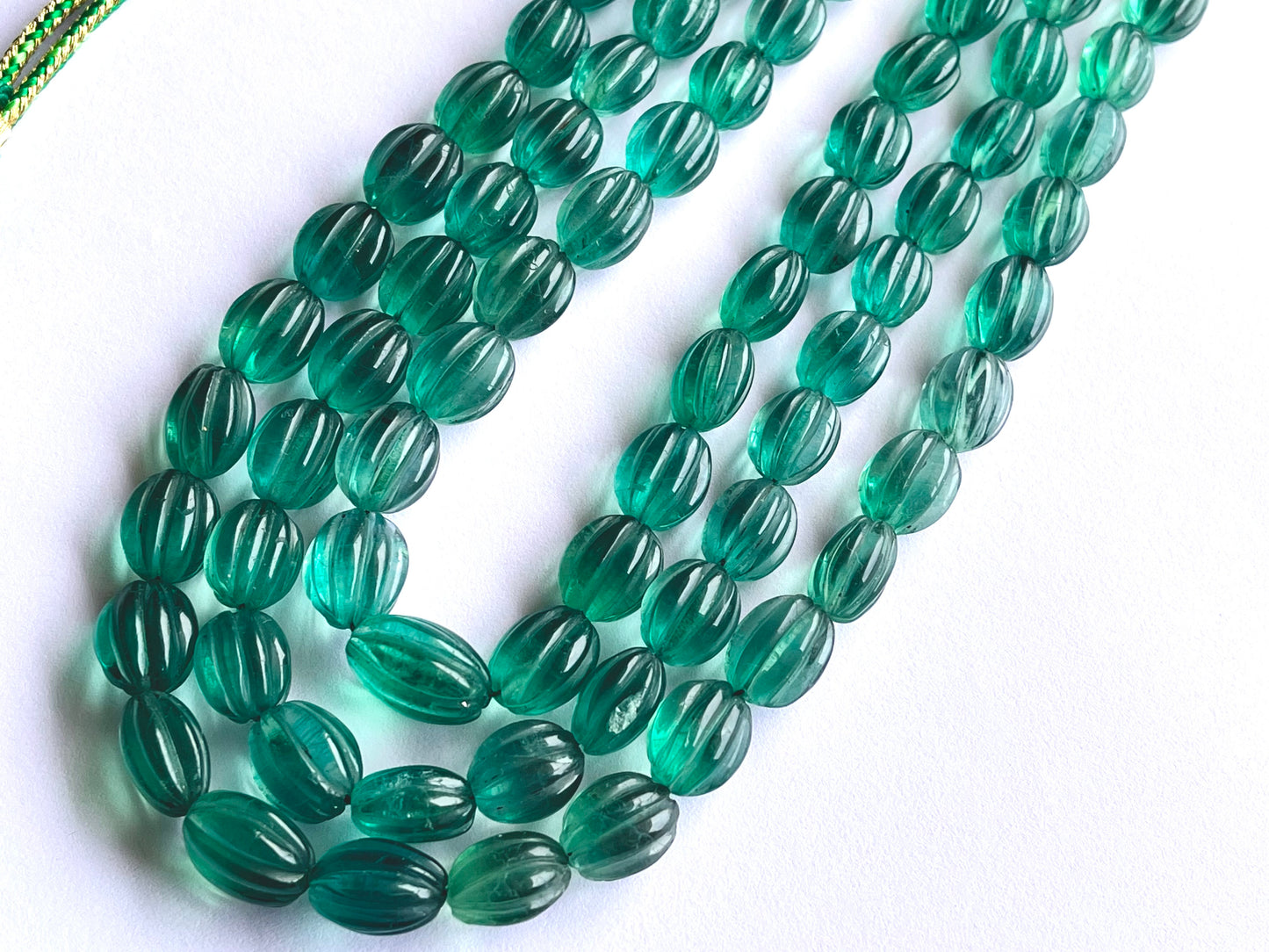 Natural Greenish Blue Fluorite Carved Beads