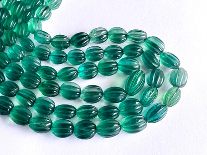 Natural Greenish Blue Fluorite Carved Beads