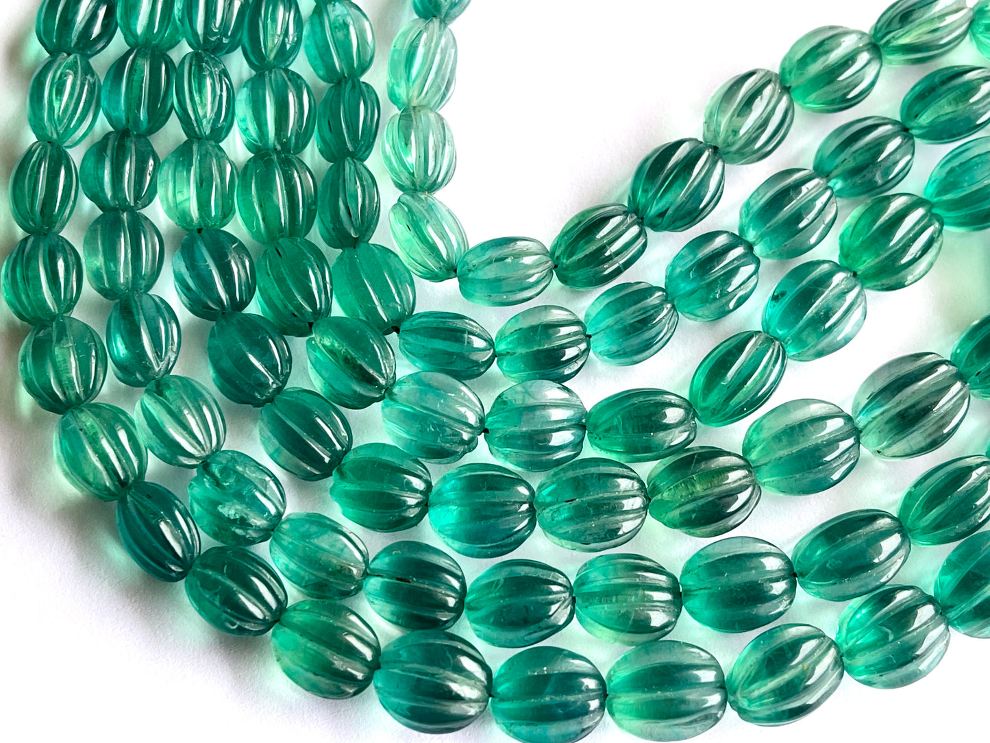 Natural Greenish Blue Fluorite Carved Beads