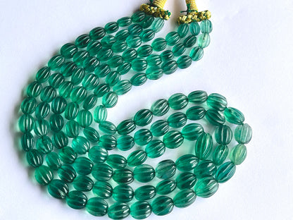 Natural Greenish Blue Fluorite Carved Beads