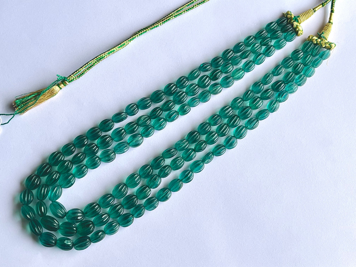 Natural Greenish Blue Fluorite Carved Beads