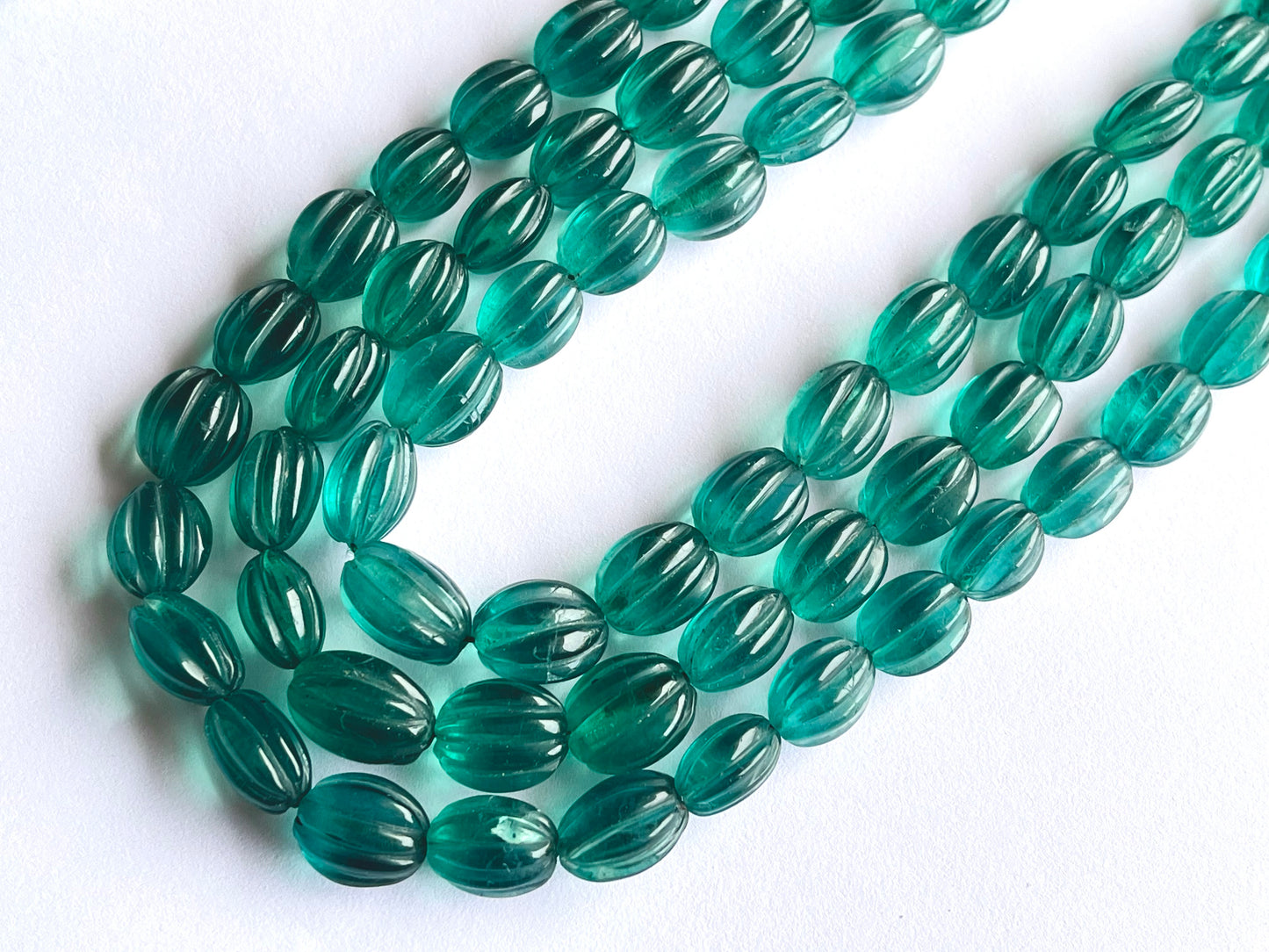 Natural Greenish Blue Fluorite Carved Beads
