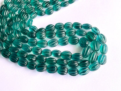 Natural Greenish Blue Fluorite Carved Beads