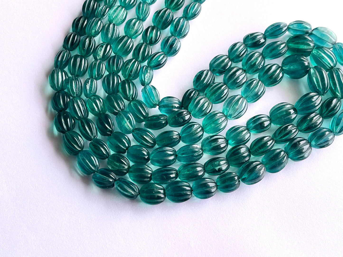 Natural Greenish Blue Fluorite Carved Beads
