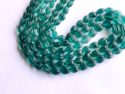 Natural Greenish Blue Fluorite Carved Beads