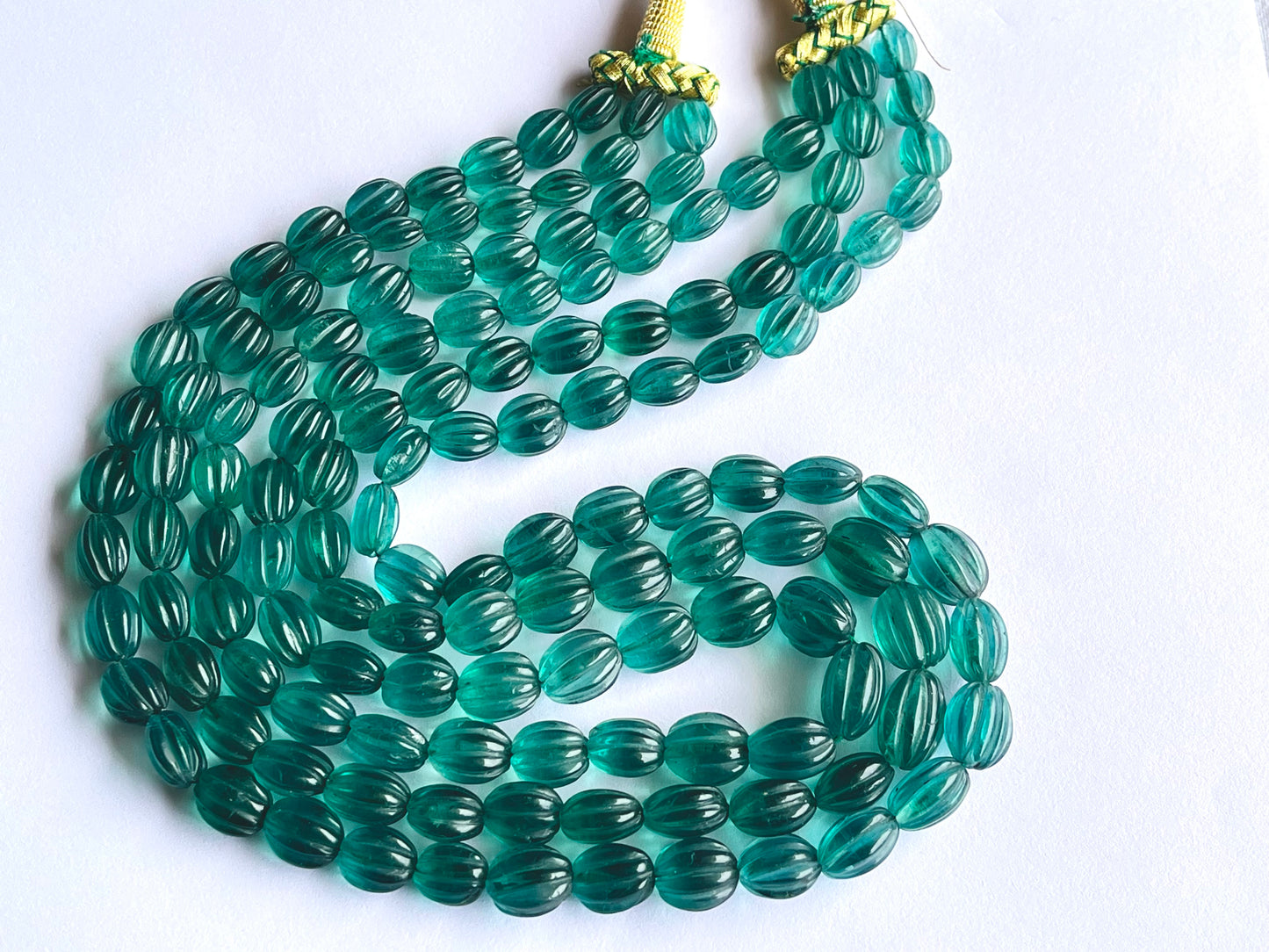 Natural Greenish Blue Fluorite Carved Beads
