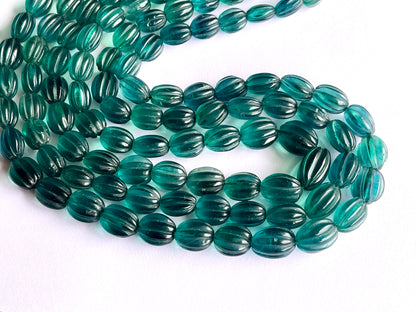 Natural Greenish Blue Fluorite Carved Beads