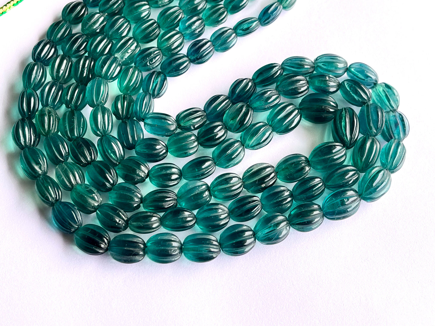 Natural Greenish Blue Fluorite Carved Beads