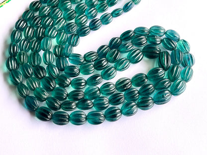 Natural Greenish Blue Fluorite Carved Beads