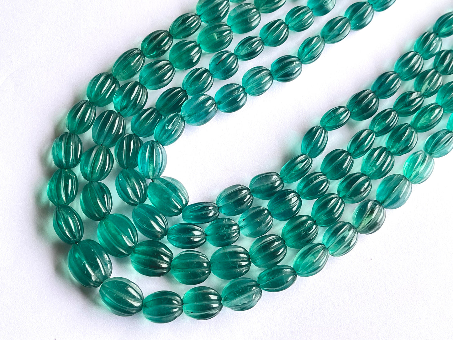 Natural Greenish Blue Fluorite Carved Beads