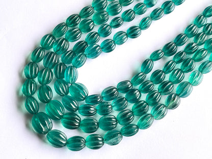 Natural Greenish Blue Fluorite Carved Beads