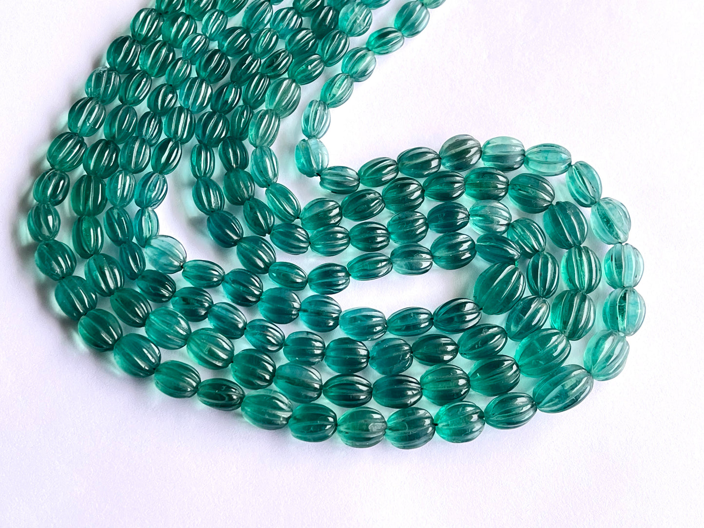 Natural Greenish Blue Fluorite Carved Beads