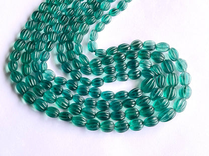 Natural Greenish Blue Fluorite Carved Beads