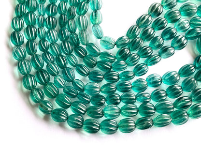 Natural Greenish Blue Fluorite Carved Beads