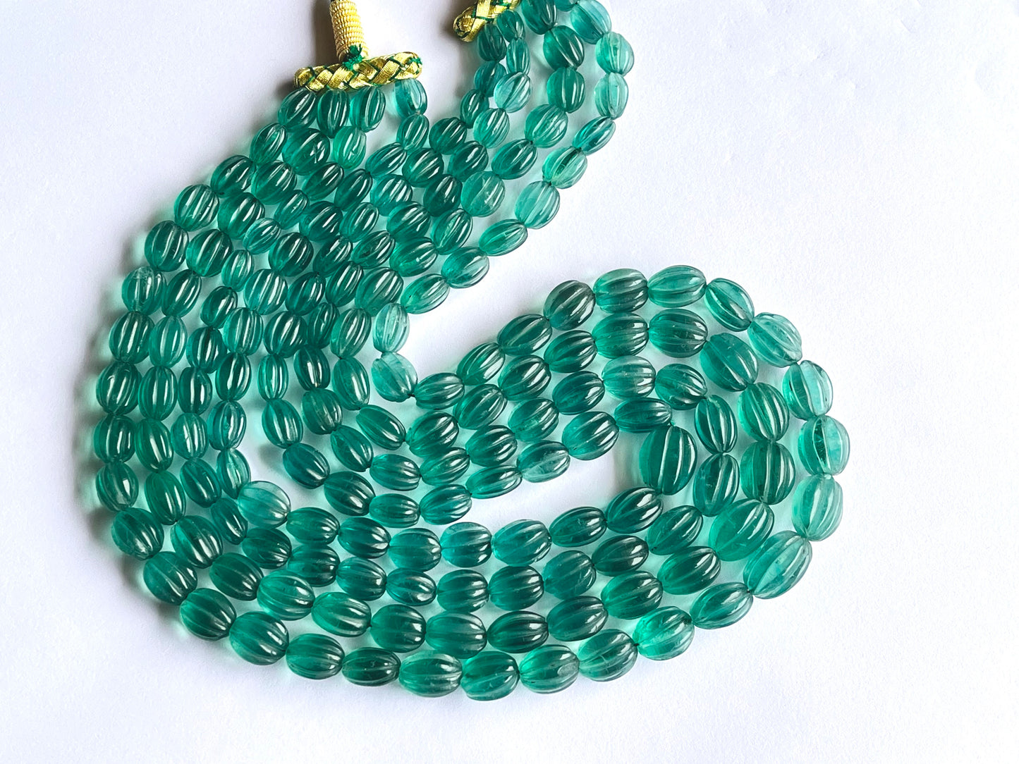 Natural Greenish Blue Fluorite Carved Beads