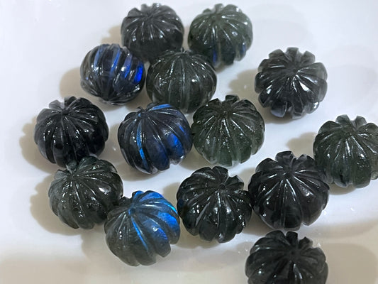 Natural Labradorite hand carved melons loose