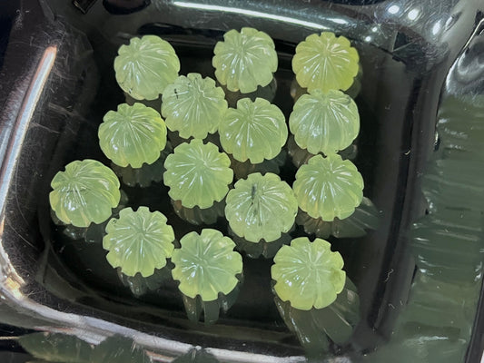 Natural Prehnite hand carved melons loose