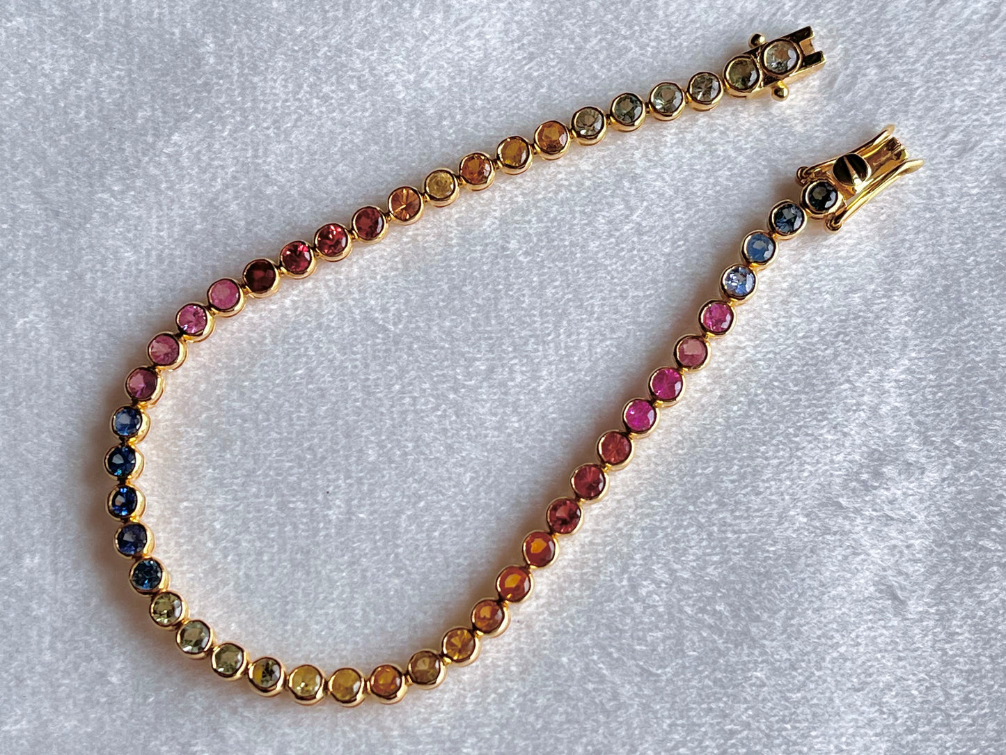 Rainbow Sapphire Tennis 18K Bracelet