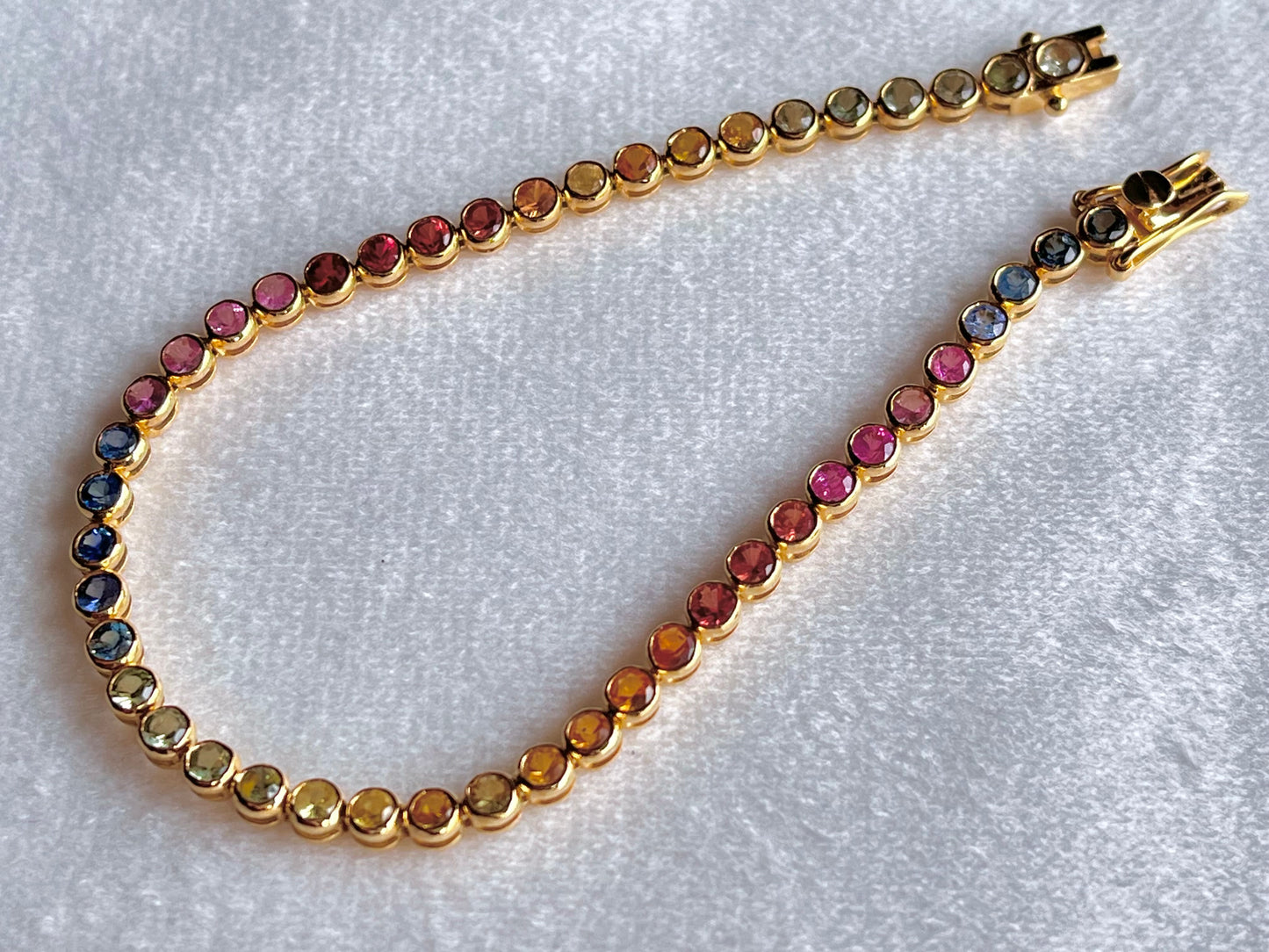 Rainbow Sapphire Tennis 18K Bracelet