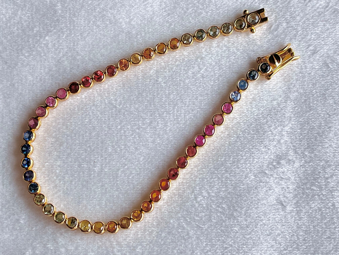 Rainbow Sapphire Tennis 18K Bracelet