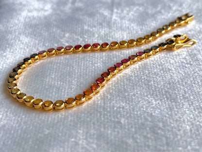 Rainbow Sapphire Tennis 18K Bracelet