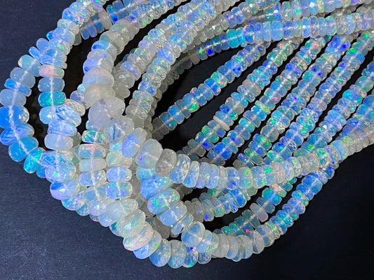Natural Ethiopian Opal Faceted Rondelle Beads for Jewelry making