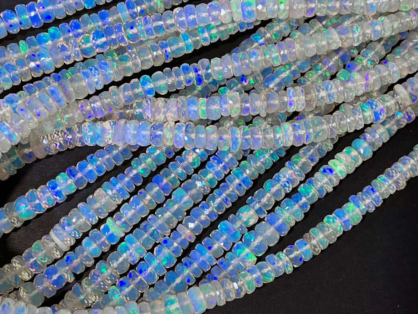 Natural Ethiopian Opal Faceted Rondelle Beads for Jewelry making
