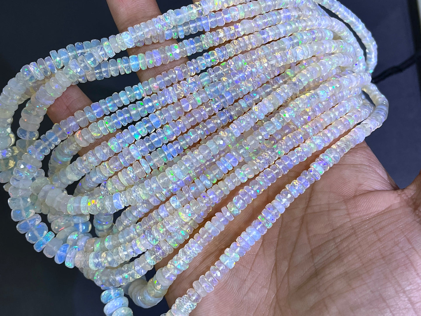 Natural Ethiopian Opal Faceted Rondelle Beads for Jewelry making